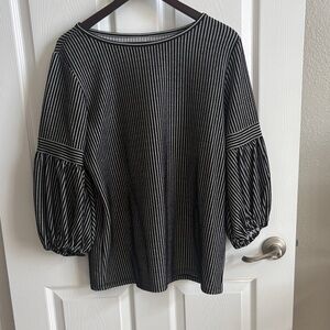 Max Studio Black and White Striped Blouse